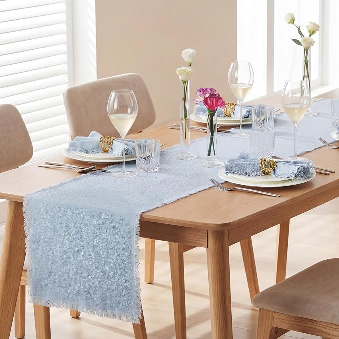 14 x 72 Inches Frayed Edge Table Runner, 270G Heavyweight Sand Washed Slub - Image 3