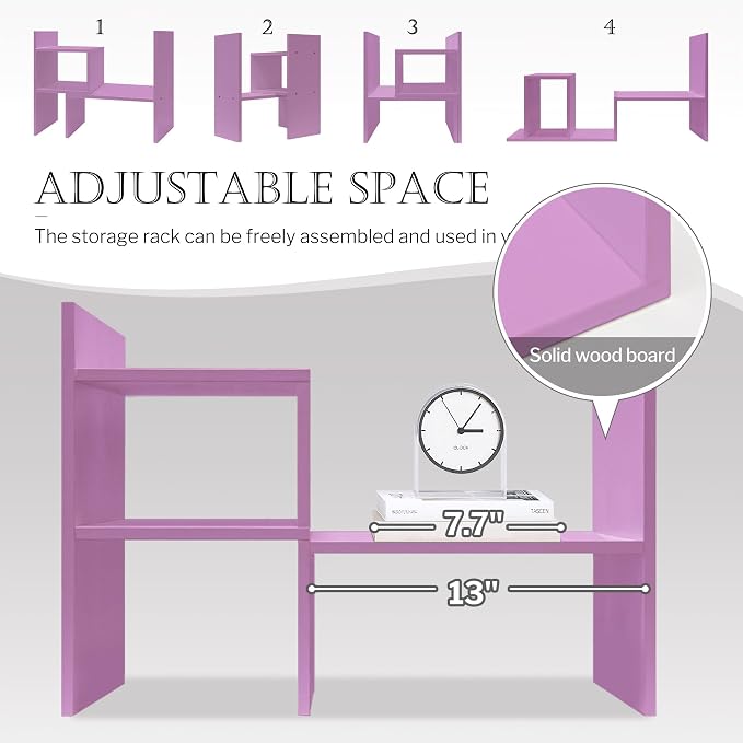 Jerry & Maggie Desktop Organizer Office Storage Rack Adjustable Wood Display - Image 7