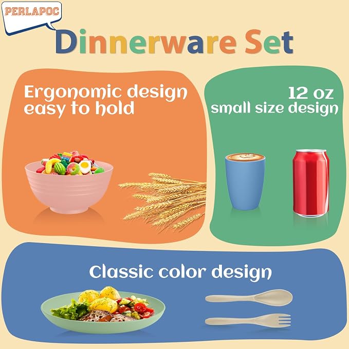 Wheat Straw Dinnerware Sets 20 PCS Service - Image 6