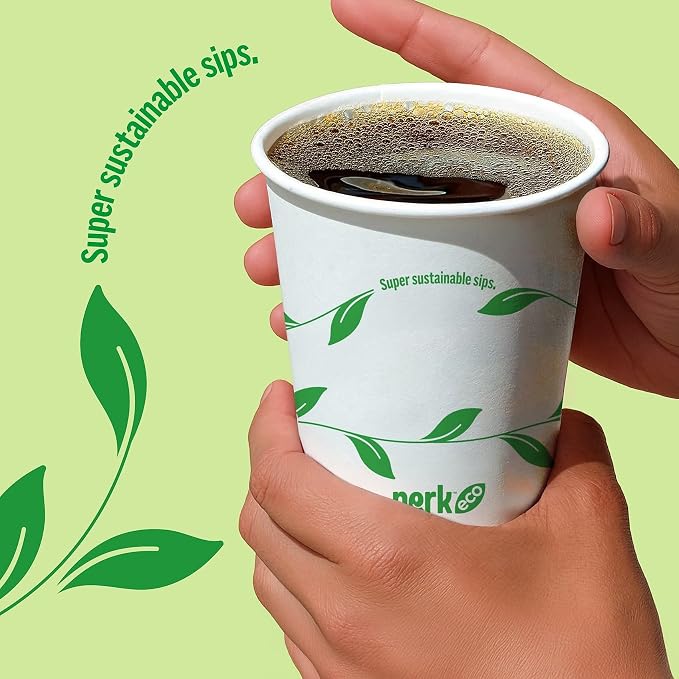 Perk Eco Compostable Paper Hot Cups, 10 Oz Disposable Cups - Image 5