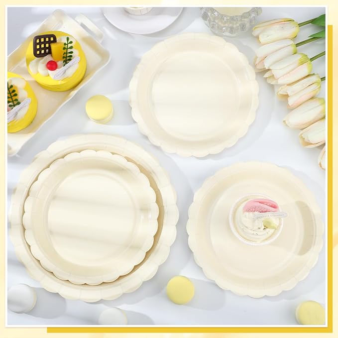 NatNarr 30 Pcs Ivory Paper Plates, Bridal Shower, Engagement, Oil- and - Image 6