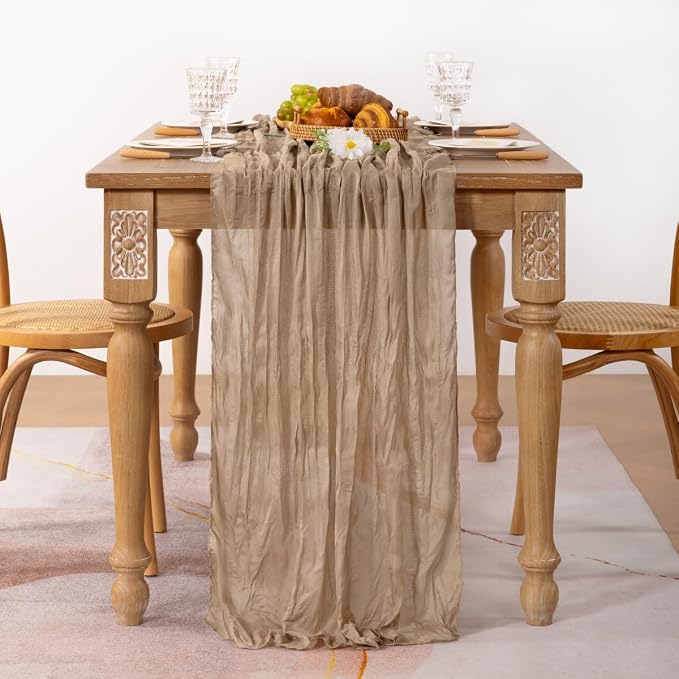6 Pack Nude Cheesecloth Table Runner 10ft Boho Gauze Taupe Home Decor | - Image 3