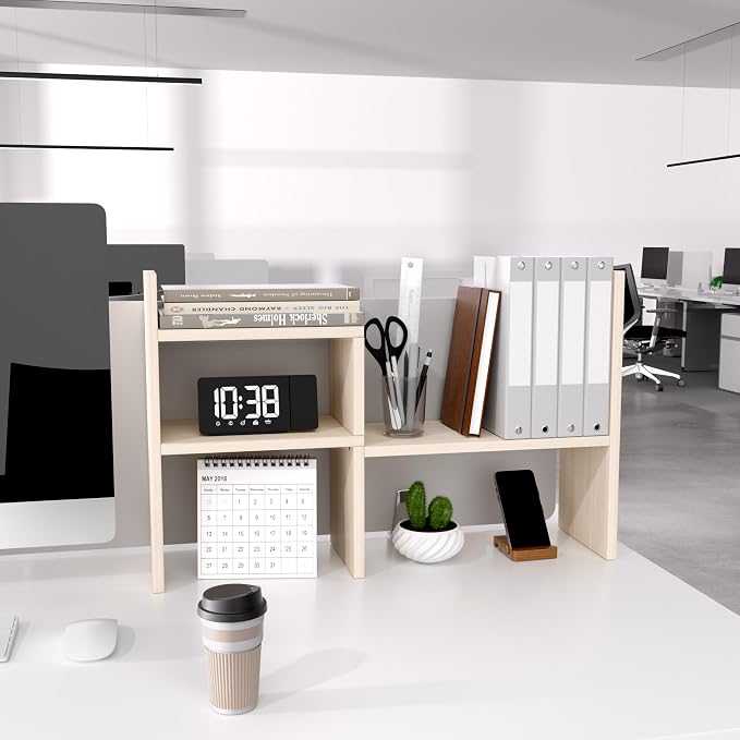 Jerry & Maggie Desktop Organizer Office Storage Rack Adjustable Wood Display - Image 8