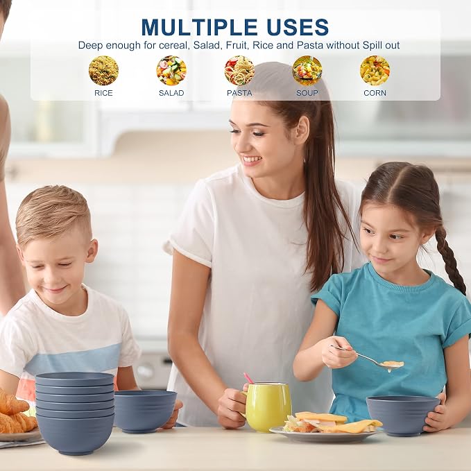 HOTEC BPA Free Unbreakable Wheat Straw Cereal Bowls - Image 6