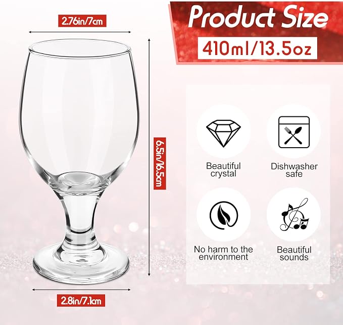 Patelai Set of 18 Water Goblet, 13.5 oz Clear Drinking Glasses Bulk Dishwasher - Image 2