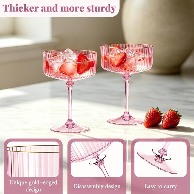 24PCS Plastic Martini Glasses, Unbreakable Reusable Champagne Coupe, Removable - Image 3