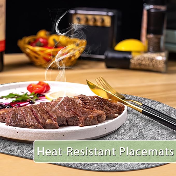 Placemats Set of 12 Washable, Heat Resistant Table Placemats Wipeable Faux - Image 3