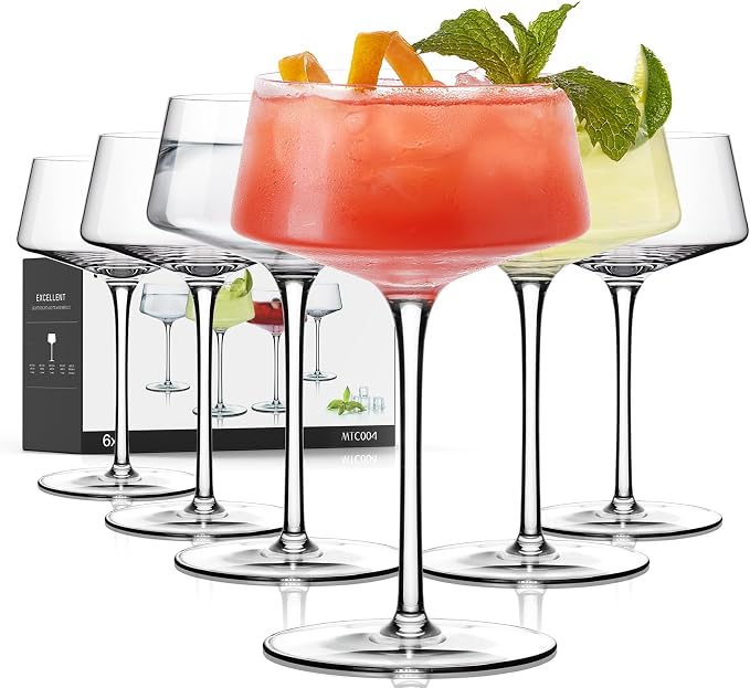 Martini Glasses Set of 6, Coupe Cocktail Glasses by LUNAMANTHA