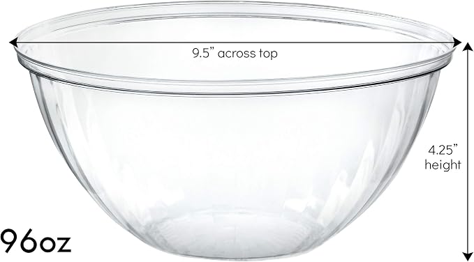 Disposable 96 Ounce Round Crystal Clear Plastic Pack of 4 Sets - Image 2