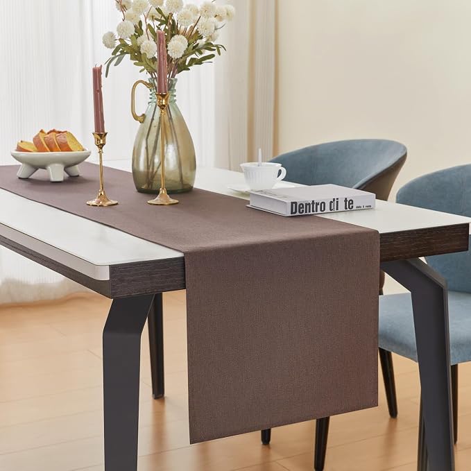 YATOJUZI Brown Table Runner Seasonal Autumn Kitchen Dining Coffee Table - Image 5