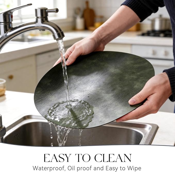 MOSAYT 13 Inch Round Vinyl Placemats Set of 6 - Image 4