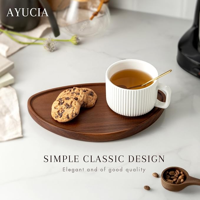 Tea Cups and Saucers Set of 2, 8OZ Cappuccino Cups - Image 6