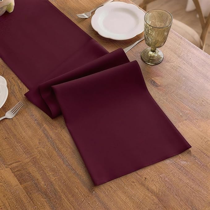 Burgundy Table Runner, Waterproof Washable Runners 48 Inches Long | Reusable - Image 3