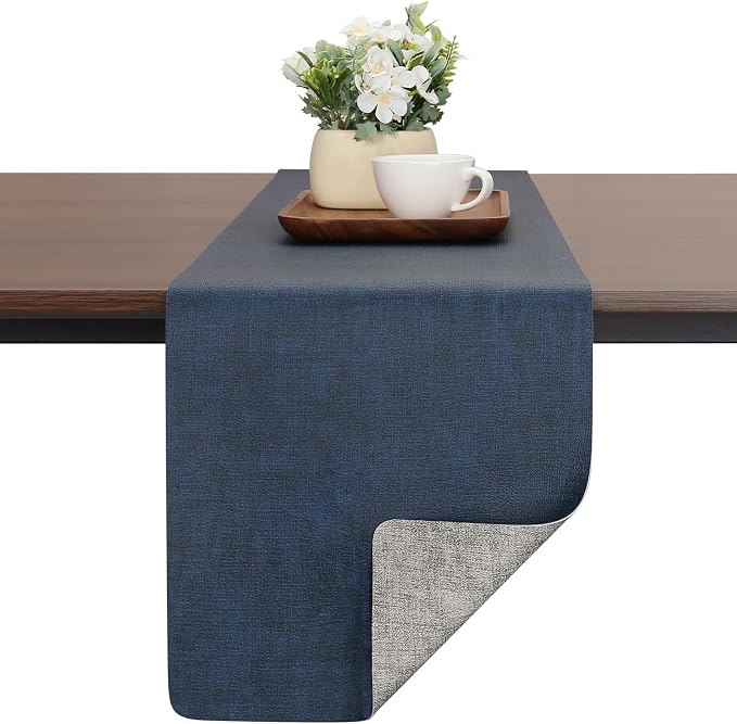 Table Runners 94 Inch Long, Dual-Sided Faux Leather Table Runner | Waterproof by Chitomars