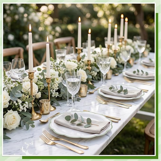 30 Pcs Sage Green and White Paper Plates, 7 In White Plates - Image 7