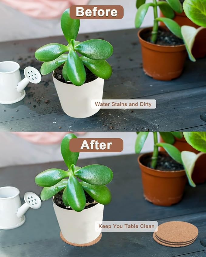 6 Inch Cork Plant Coasters, 6 Pack Round Plant Mats - Image 4