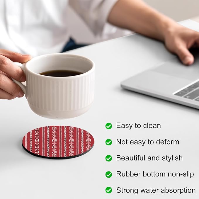 Traditional Minimalist Coasters Set of 4, Absorbent Coasters - Image 4
