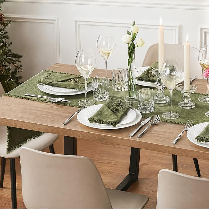 14 x 72 Inches Frayed Edge Table Runner, 270G Heavyweight Sand Washed Slub - Image 5
