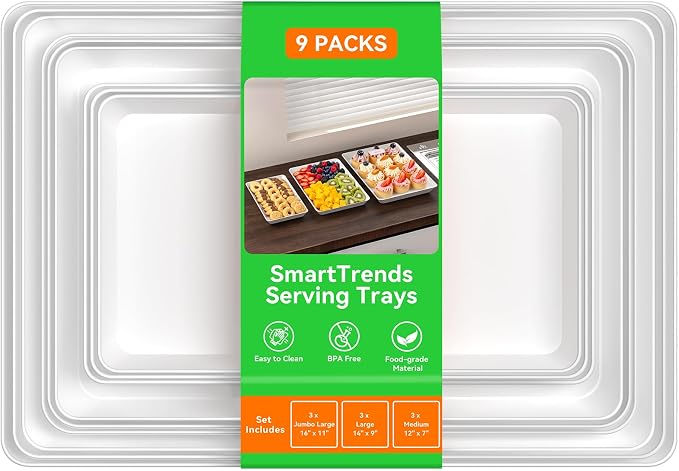 9-Pack Serving Tray in 3 Sizes, Serving Platter, Trays by Unknown
