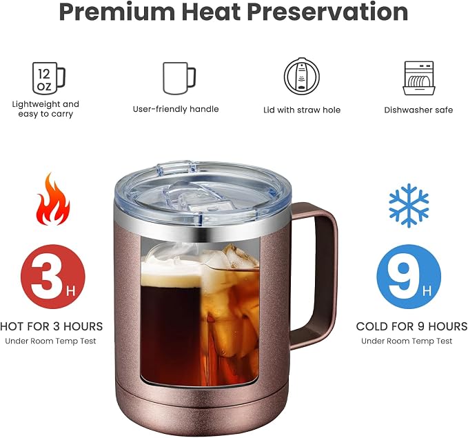 MEWAY 12oz Coffee Mug With Handle 4 Pack Bulk, Stainless Steel Insulated Travel - Image 3
