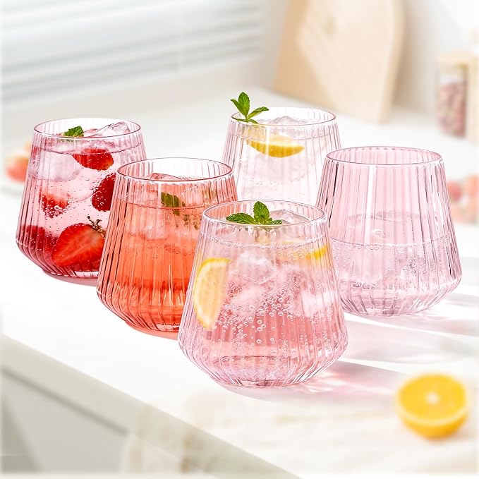 N9R 40PCS Pink Plastic Wine Glasses Disposable, 14 oz Cocktail & Spritz | Pink - Image 3