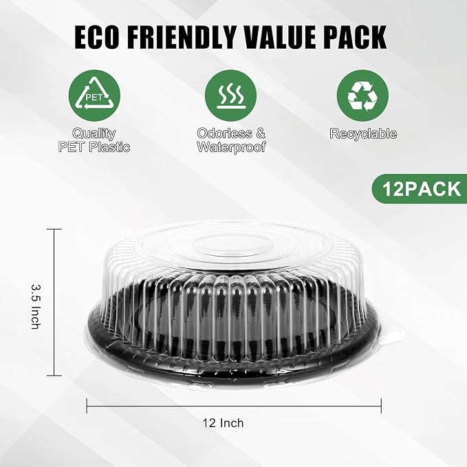 12 Pack Catering Trays with Lids, Round 12 Inch Veggie Tray with Lid, - Image 2