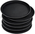 Mwellewm 6 Pcs Round Serving Tray, 11 Inch Non Slip Surface Round Tray Black by Mwellewm