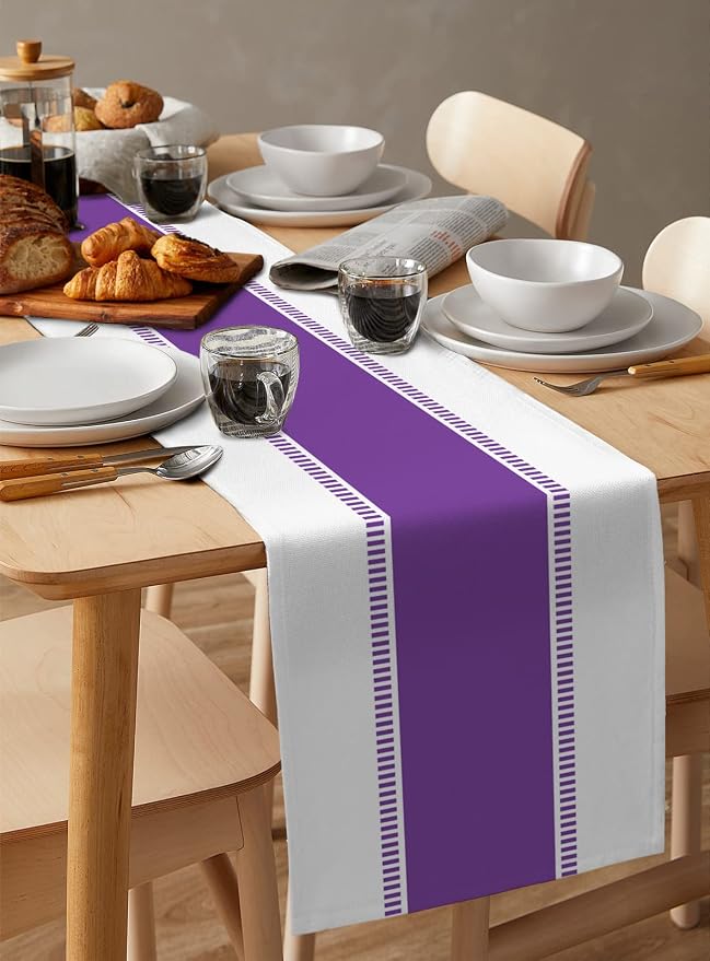 Purple Table Runners 72 inches Long, Modern Stripes Table Runner Farmhouse - Image 6