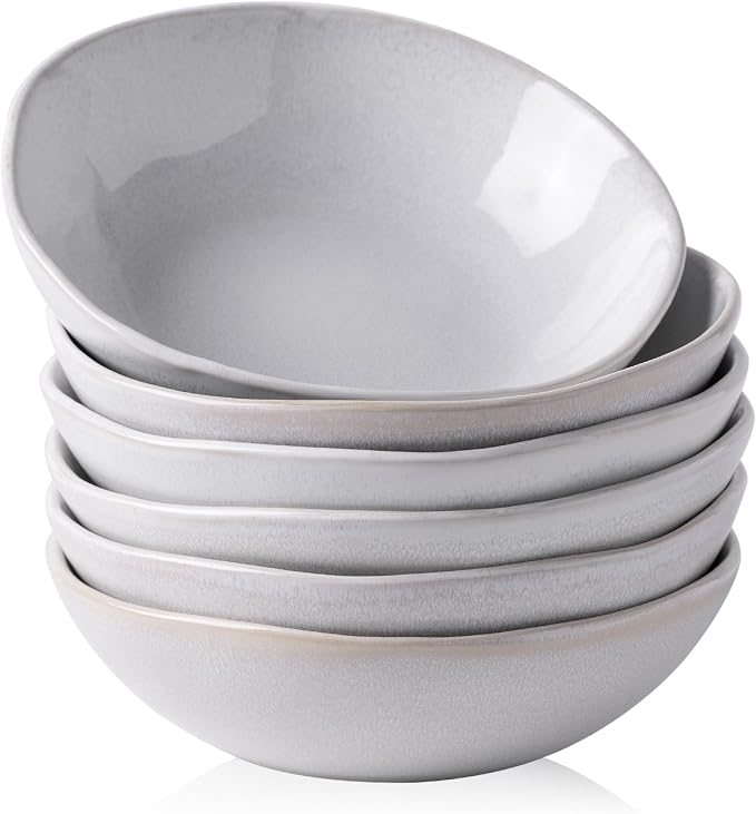 AmorArc Ceramic Cereal Bowls Set of 6, 24 oz Handmade Stoneware Bowls Set by AmorArc