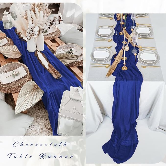 6 Pieces Royal Blue Cheesecloth Table Runner 10FT Pink Runner - Image 5