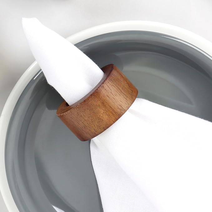 ALPHA Living HOME Handmade Wood Napkin Rings Set of 12 - Image 5