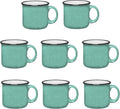 Set of 8 Ceramic Campfire Mugs – 15 Oz, Teal – Coffee & Tea Cups by GiftsbyDesign