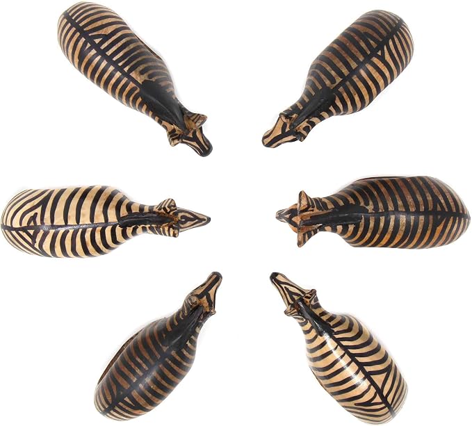 KWF012 Z - Handcarved Mahogany Napkin Ring Holders - Zebra Set of 6 - Image 2