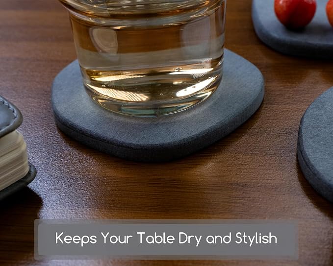 Diatomaceous Earth Coasters, Heat-Resistant, Modern Stone Design, Dark Gray - Image 7