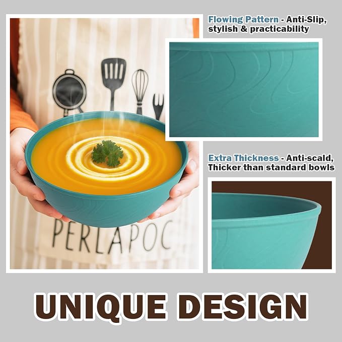 40 OZ Wheat Straw Bowl Sets, Microwave & Dishwasher Safe, Kitchen Bowl Set - Image 5