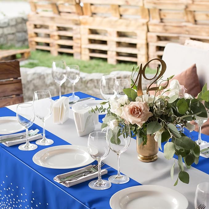 12Pcs Blue Silver Tablecloth Party Decorations, Plastic Royal Blue Table Cloth - Image 5