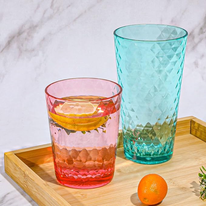 BPA-Free Plastic Tumblers 8 Pack | Reusable Dishwasher Safe | Stackable - Image 6