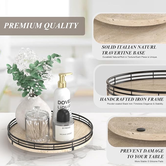 AMH 10-Inch Italian Travertine Lazy Susan - Image 5