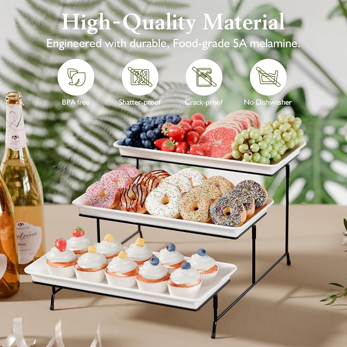 Bumusty 3-Tier Melamine Serving Tray Set, 14 x 7 in, Birthdays and Holidays - Image 3