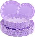 LIYH 24pcs Purple Plastic Plates Reusable, Unbreakable Dinner Plates, Scalloped by LIYHLoveinyourheart
