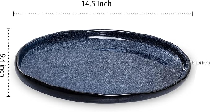 vicrays Serving Platter Ceramic Tray Plates Extra Large Oval 14.5 Inch - Image 5