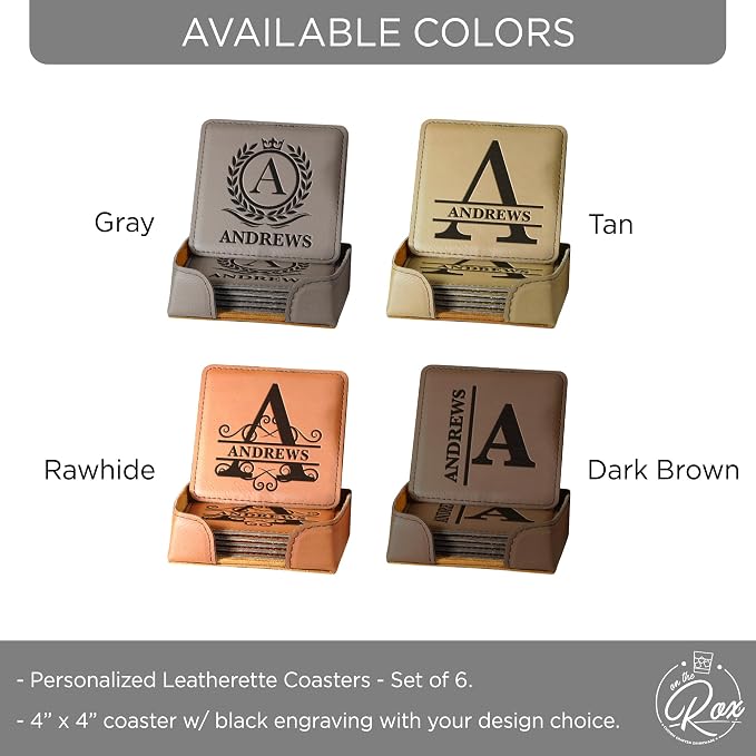 Personalized Leatherette Coasters - Image 2