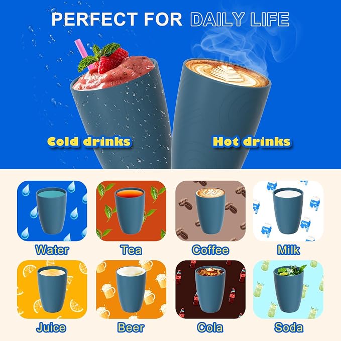Wheat Straw Cups, Unbreakable Reusable Plastic Cup Set of 6, Lightweight - Image 5