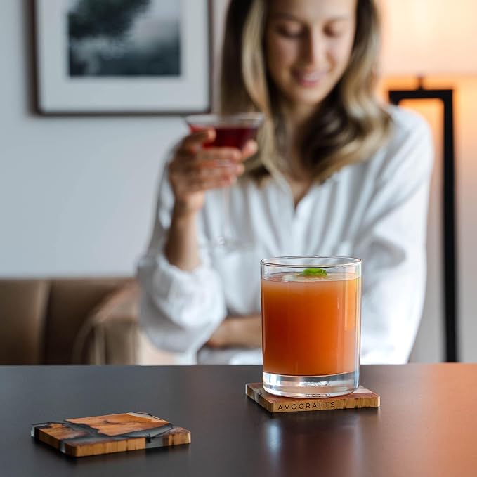 Wooden Coasters Set, Epoxy Modern Coasters - Image 4