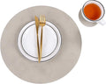 Set of 6 Faux Leather Round Placemats and Coasters, Coffee Mats Kitchen Table by JOVONO