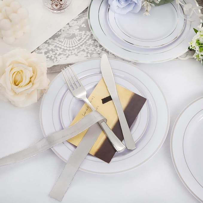GATHER 700PCS Silver Plastic Plates 100 Guest - Image 9