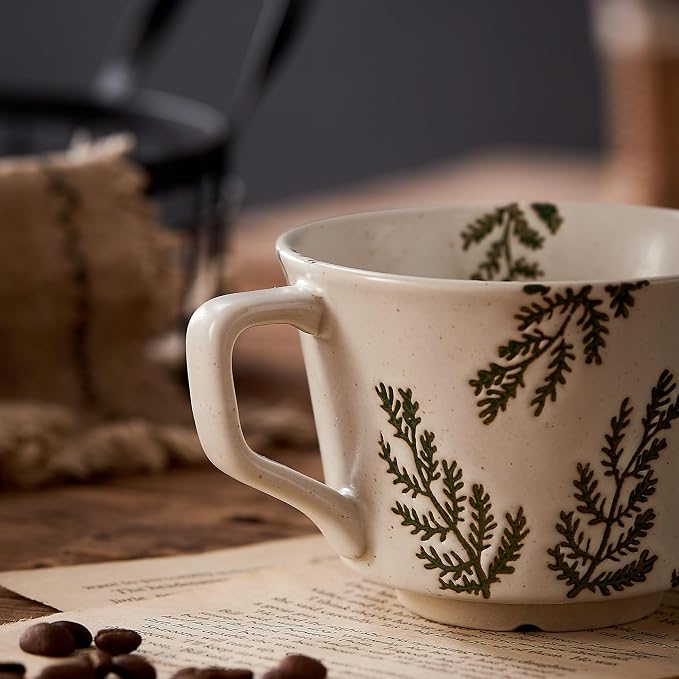 12 oz Vintage Ceramic Coffee Mug Set of 4 - Image 5