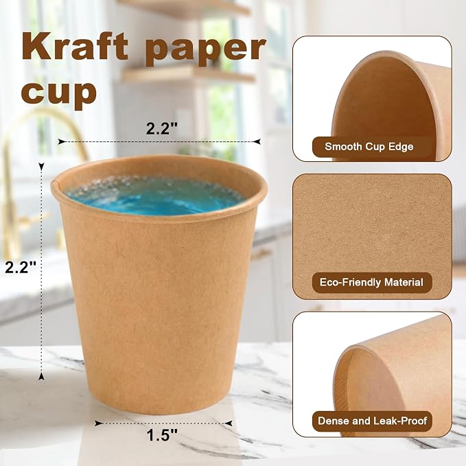 BYSNOW 400 Pack 3 oz Kraft Paper Cups, Small Disposable Bathroom Cups | - Image 3