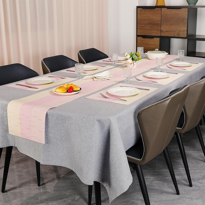 Table Runner 71 Inches Long, Vinyl Woven Farmhouse Table Runners | Washable - Image 6