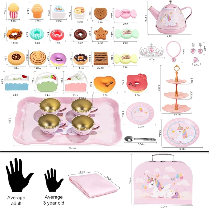 iAOVUEBY Tea Party Set for Little Girls, Kids Pretend Play Kitchen Toys - Image 2